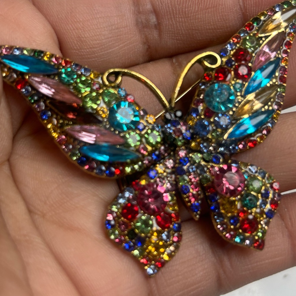 Multicolor Crystal Butterfly Brooch Pin - Women Jewelry